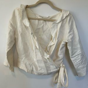 Barely worn 100% Linen, Long Sleeve Wrap Top